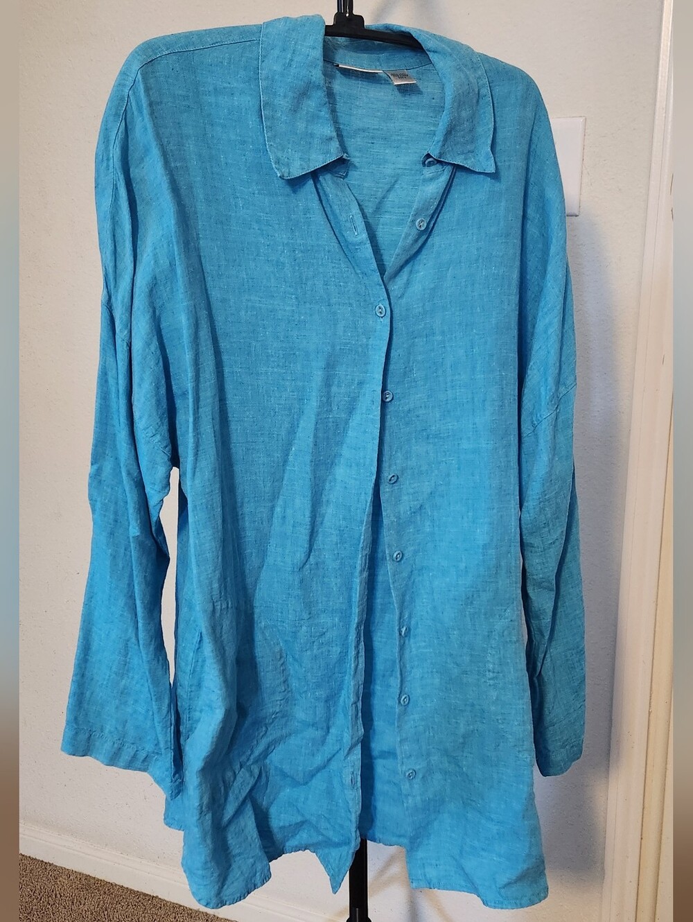 Chico's Turquoise Button-Front Linen Blouse